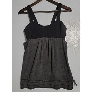 LULULEMON Size 8 Black Gray Strappy‎ BLISS TANK TOP with Built-in Bra